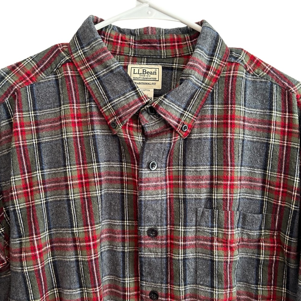 LL Bean LT TALL Button Shirt Long Sleeve Traditional Flannel Plaid A3